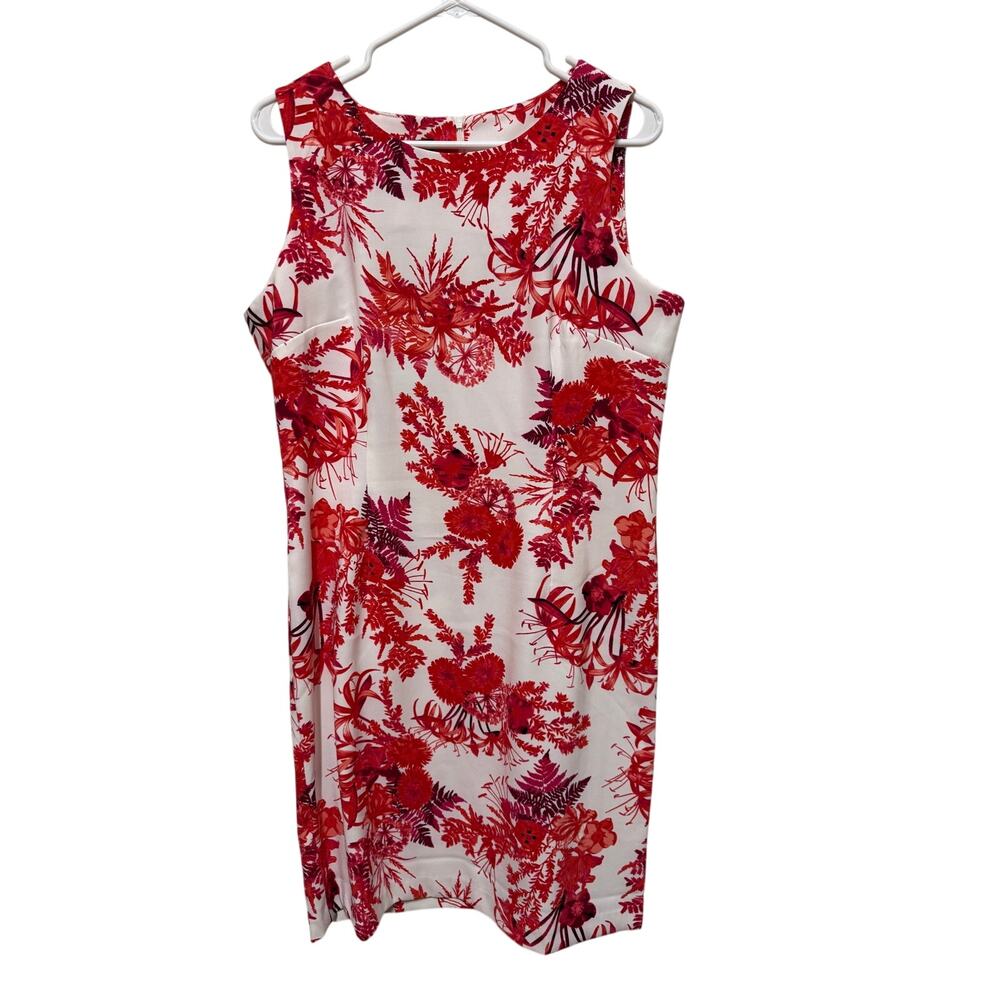 NWT Mario Serrani Dress Womens Pink Floral Sleeveless Knee Length Stretch Size14